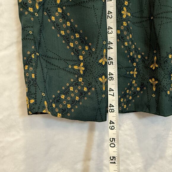 TOAST Bryn Midi Dress Pockets Green Navigation Print Floral Crepe Large - Picture 12 of 12